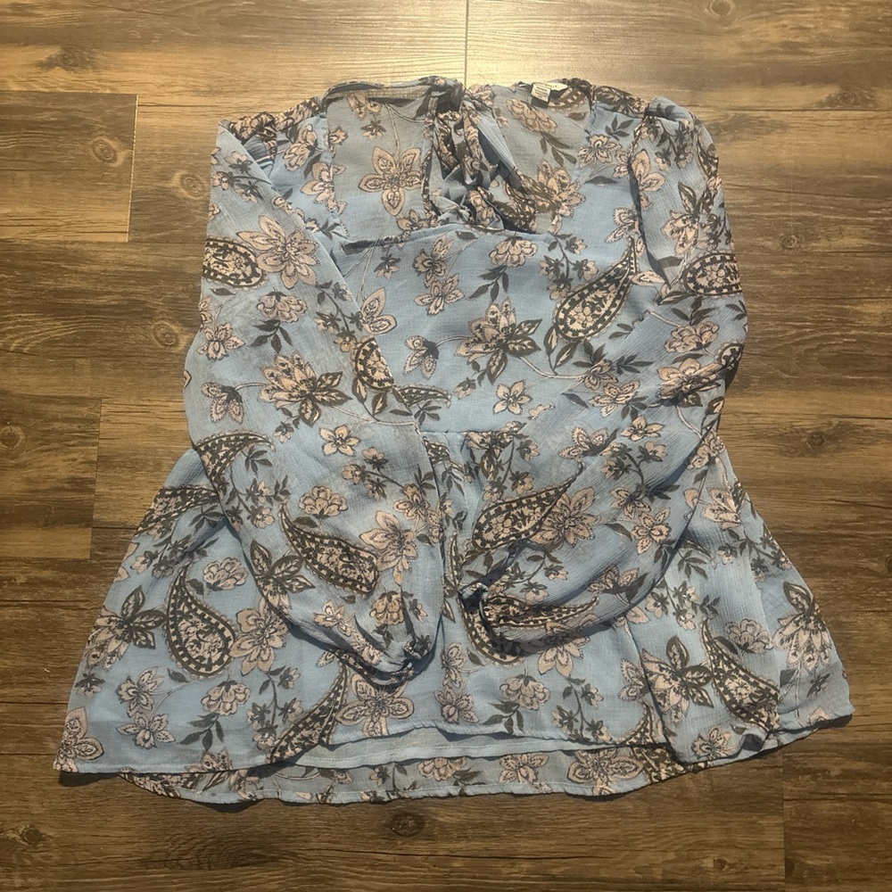 Floral Blue Cottage Core Top